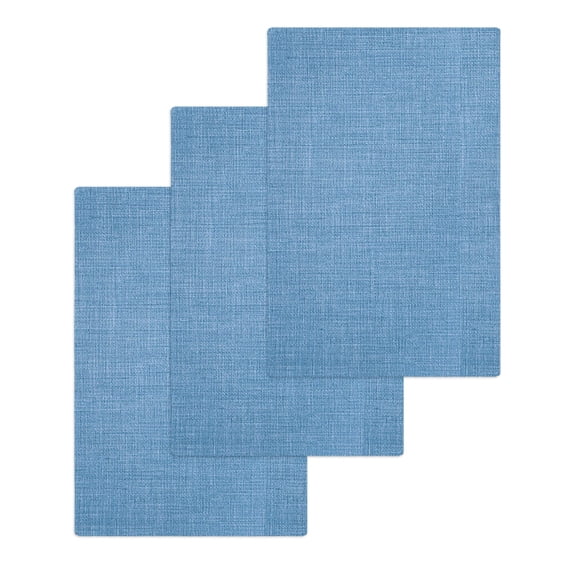 Blue Burlap Texture Hand Towels Set, Waffle Weave Kitchen Towels 3 Pieces, Farmhouse Vintage Blue Microfiber Hair Face Bath Tea Towel Absorbent Quick Drying Cleaning Dish Cloths, 15.7"x23.6"