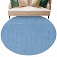 thumbnail image 1 of Blue Burlap Texture Large Area Rugs for Bedroom Living Room, Soft Non Slip Carpet Bedside Rug, Farmhouse Vintage Blue Round Floor Cover Kitchen Accent Rug 5' for Dining Room/Office, 1 of 9
