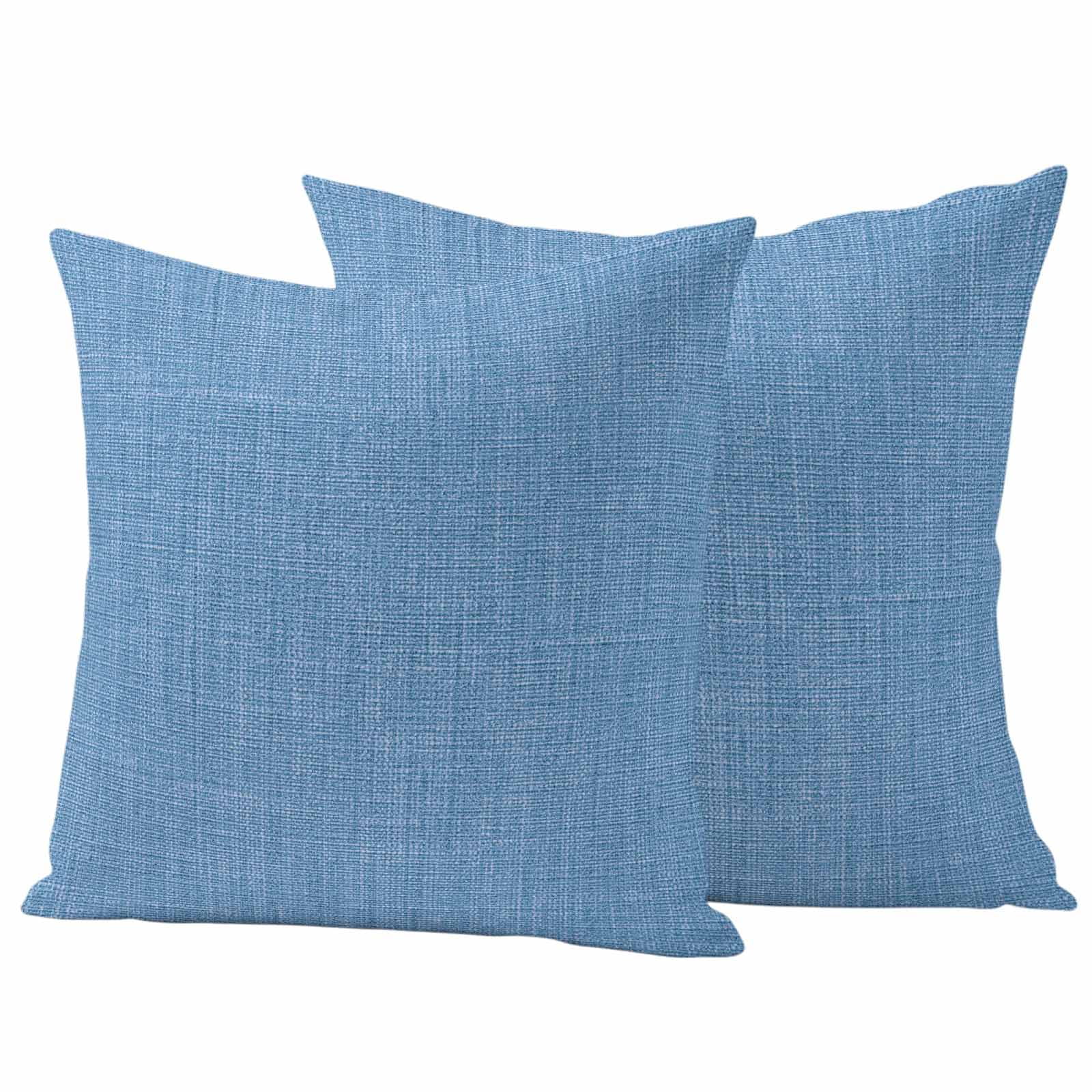 Blue Burlap Texture Outdoor Waterproof Pillow Covers, Farmhouse Vintage Blue Decorative Square Throw Pillowcase Sofa Cushion Sham for Patio/Couch/Chair, 20"x20" 2 Pack