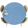 thumbnail image 1 of Blue Burlap Texture Round Tablecloth, Fitted Table Cover with Elastic for 45"-54" Round Tables, Farmhouse Vintage Blue Table Cloth Outdoor Indoor Dinning Party Waterproof Tablecloths, 1 of 7