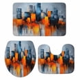 thumbnail image 1 of Blue Burnt Orange Bath Mat 3 Piece Bathroom Rug Set, Modern Oil Painting Geometric Abstract Non Slip Bath Rug Contour Mat and Toilet Lid Cover, Absorbent Shower Mats Soft Bath Rugs and Mats Sets, 1 of 8