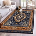 thumbnail image 1 of Blue Burnt Orange Boho Area Rug 4x6 Washable Rug Non Slip Antique Southwestern Tribal Large Area Rug Indoor Floor Carpet for Entryway Bedroom Kitchen Living Room Home Office Dining Room Nursery, 1 of 8