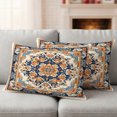 thumbnail image 1 of Blue Burnt Orange Boho Outdoor Pillow Covers 20x12 Set of 2,Waterproof Patio Throw Pillowcase Protectors,Antique Southwestern Art Lumbar Decorative Pillow Shams Cushion Covers for Seat Bed Couch Sofa, 1 of 9