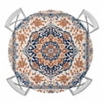 thumbnail image 1 of Blue Burnt Orange Boho Round Tablecloth for 45-54 Inch Tables,Fitted Table Cover with Elastic Edge,Antique Southwestern Ethnic Waterproof Outdoor Table Cloth Protector for Patio Garden Dinner Picnic, 1 of 9