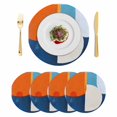 thumbnail image 1 of Blue Burnt Orange Round 13 Inch Placemats Set of 4, Modern Oil Painting Geometric HeatResistant Non Slip Place Mats for Dining Table, Wipeable Braided Kitchen Table Mats for Housewarming, 1 of 9