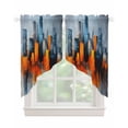 thumbnail image 1 of Blue Burnt Orange Swag Valances for Windows, Modern Oil Painting Geometric Abstract Rod Pocket Sheer Valances for Windows, Swag Toppers Light Filtering for Kitchen Living Room 2 Panels 28''x36'', 1 of 6
