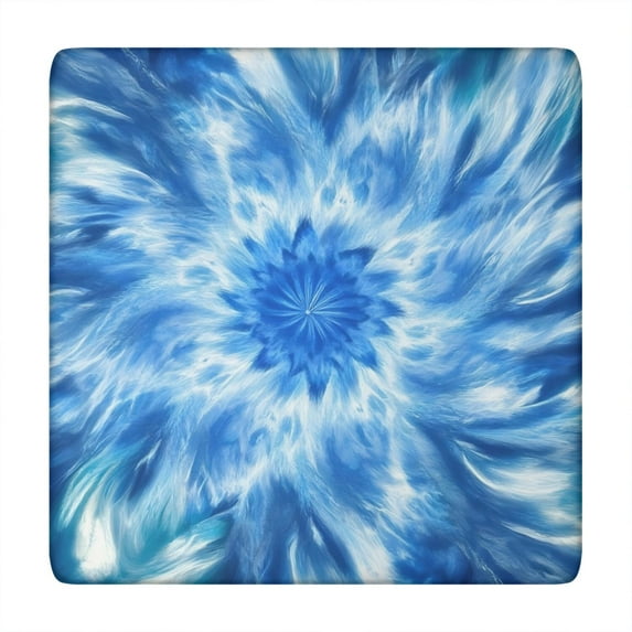 Blue Burst Pattern Square Fitted Tablecloth with Elastic Edge,Square Table Cover,Washable Elastic Table Cover for Home Kitchen Party Decor 34"x34"