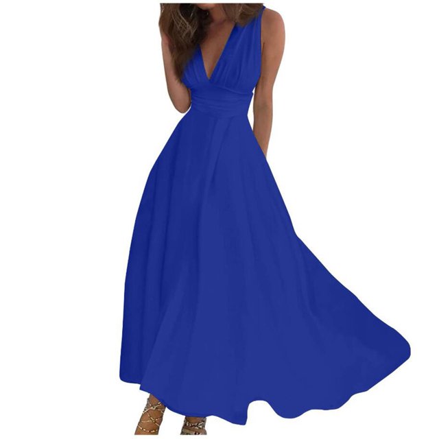 Blue Business Casual Dress for Women, Polyester Sundresses for Women ...