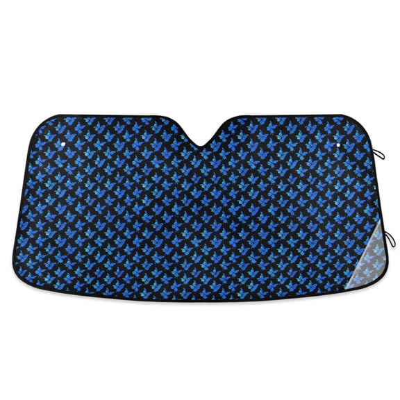 Blue Butterflies Car Windshield Sun Shade Foldable Car Front Window Visor Heat and UV Protection 53x23.5