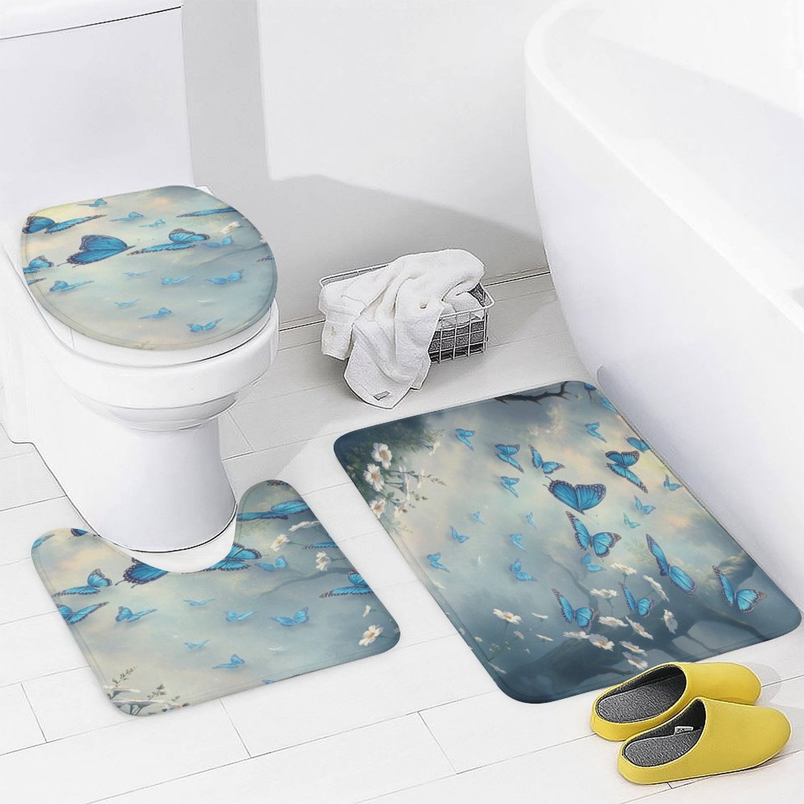 Hugsidea colorato pezzi Set da bagno con tappeto/Contour/Lid cover