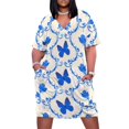 thumbnail image 1 of Blue Butterflies Roses Floral Pattern Summer Dresses for Women Beach Boho, 1 of 6