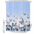 thumbnail image 1 of Blue Butterflies Shower Curtain Set - Extra Long 72" x 96" Washable Bathtub Curtain with 12 Hooks, Elegant Pastoral Watercolor Waterproof Fabric Stall Shower Curtains for Bathroom/Bathtub Décor, 1 of 6
