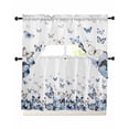 thumbnail image 1 of Blue Butterflies Swag Kitchen Curtains Sets for Windows 24 Inch Length, Elegant Pastoral Butterfly Short Window Curtain Panels Swags Valances and Tiers 3 Piece Set for Cafe/Dining Room, 1 of 5