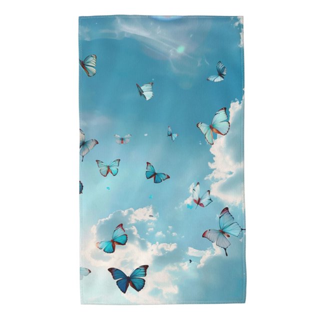 Blue Butterflies in Microfiber Towels Skin-Friendly and Water-Absorbent ...