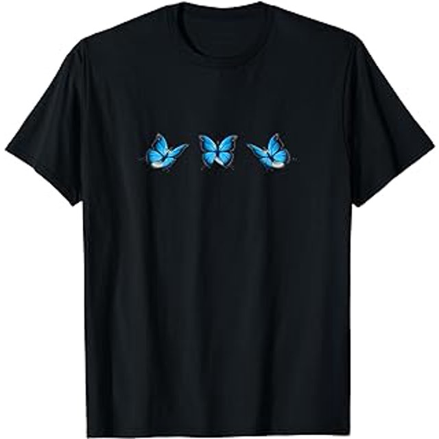 Blue Butterfly Aesthetic Blue Butterflies Teen Girls Women T-Shirt ...