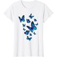 thumbnail image 1 of Blue Butterfly Art Garden Beautiful Butterflies T-Shirt Women Short Sleeve, 1 of 3