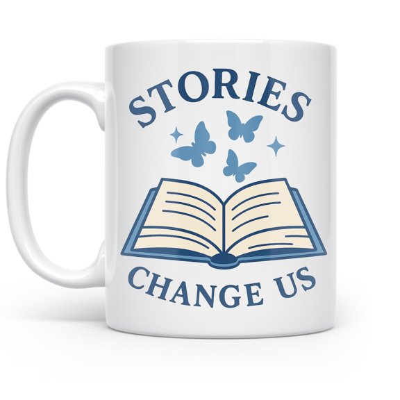Blue Butterfly 11 oz Coffee Mug - Inspirational Gift for Readers White Ceramic