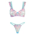 thumbnail image 1 of Blue Butterfly Bow Colorful Embroidered Flower Lingerie Set (BLUE, S), 1 of 6