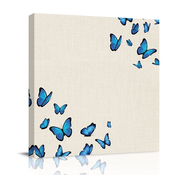 Blue Butterfly Canvas Wall Art for Living Room, Retro Farmhouse Vintage ...