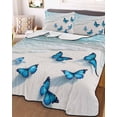 thumbnail image 1 of Blue Butterfly Coastal King Size Down Alternative Comforter, Lightweight Comforter Quilt Bedding Set with Pillow Shams Summer Beach Ocean Nautical All Seasons Bed Comforter Duvet Insert 96"x106", 1 of 7