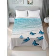 thumbnail image 1 of Blue Butterfly Coastal Twim Size Flat Sheet, Wrinkleproof & Fadeproof Cooling Flat Bed Sheet Only, Summer Beach Ocean Nautical Breathable Soft Bedding Top Sheets 66 x 96 Inches, 1 of 8