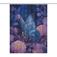 thumbnail image 1 of Blue Butterfly Cosmic Flower Garden Shower Curtain , Enchanted Forest Scenic Bathroom Decor Sets, Waterproof Fabric with Hooks, 1 of 7