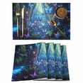 Blue Butterfly Cotton Linen Placemats Set of 8, Dream Flower Forest ...