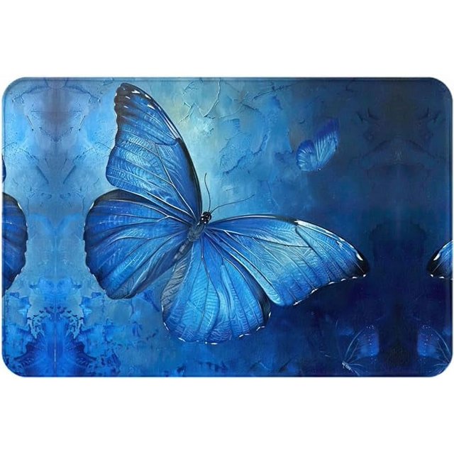 Blue Butterfly Doormat Indoor Outdoor Durable Washable,Funny Non Slip