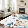 thumbnail image 1 of Blue Butterfly Farmhouse Area Rug 5x7 FT, Non Slip Bedroom Throw Carpet, Spring Pastoral Butterflies Washable Soft Floor Carpet Non-Shedding Rug for Dining Room Bedside Classroom Desk, 1 of 9