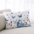 thumbnail image 1 of Blue Butterfly Farmhouse Throw Pillow Cover, Pillowcase Protectors with Zipper, Breathable Decorative Lumbar Pillow Case Cover, Spring Pastoral Butterflies Pillow Shams for Couch Sofa 16x24Inch, 1 of 8