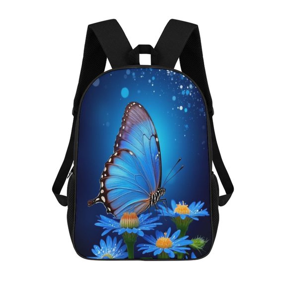 Blue Butterfly Floral Print(1)-1 3D Print 17in adolescent backpack Bags Laptop