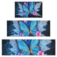 thumbnail image 1 of Blue Butterfly Flower Leaf Pattern Kitchen Rugs Sets Of 3,Kitchen Runner Rugs Non Skid Washable,Decorative Kitchen Floor Mats for Kitchen,Sink,Laundry,17"x30"+ 17"x47" + 17"x59", 1 of 6