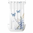 thumbnail image 1 of Blue Butterfly Flowers No Hooks Shower Curtain with Snap-in Liner Spring Floral Shower Curtains for Bathroom, Waterproof, Easy Install, Washable 36"x78", 1 of 9