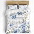 thumbnail image 1 of Blue Butterfly Flowers Queen Size Comforter Set, Spring Floral Watercolor Countryside Soft Bedding for All Seasons, 4 Pcs Bed Set with 1Comforter (90"x92") ,1 Sheet(94"x116"), 2 Pillowcases (19"x29"), 1 of 7