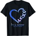thumbnail image 1 of Blue Butterfly Heart I'm A Survivor Colon Cancer Awareness T-Shirt, 1 of 4