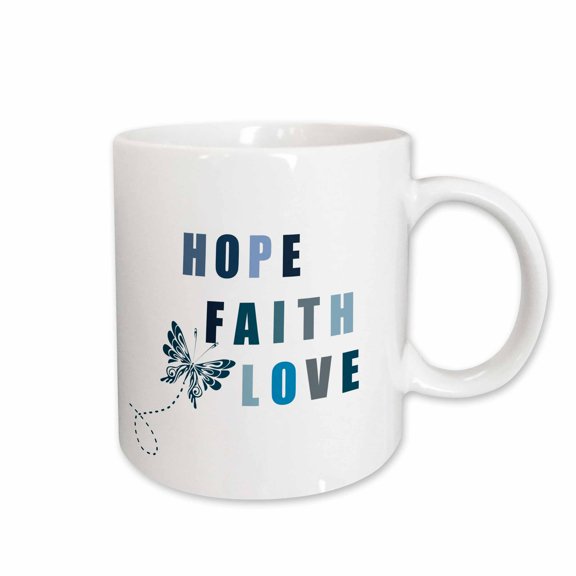 3drose, Blue Butterfly Inspirational Hope, Faith and Love, 11oz Mug