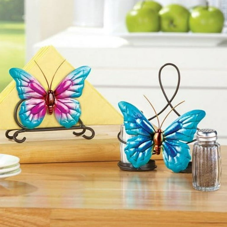 Blue Butterfly Kitchen Decor Accessories Salt And Pepper Shaker Set 