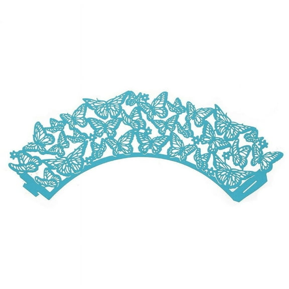 Blue Butterfly Lace Cupcake Wrappers (25pcs, Standard Size) Grease Resistant Cake Liners for Baking, Caking and Crafting by Bakell