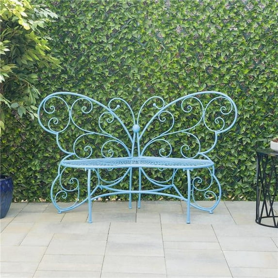 Blue Butterfly Metal Bench