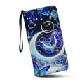 thumbnail image 1 of Blue Butterfly Moon Floral Print Womens Wristlet Wallets Long Purse RFID Blocking PU Leather Card Holder Clutch Bag, 1 of 7