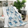 thumbnail image 1 of Blue Butterfly Pattern Blanket,Comfortable Soft Lamb Wool Throw Blanket,All Season,Warm Lightweight Blankets for Sofa Bed Couch Living Room Chair,50"x60", 1 of 4