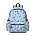 thumbnail image 1 of Blue Butterfly Pattern Cute School Backpack with Padded Back and Adjustable Shoulder Straps 13.4"x11"x4.7", 1 of 5