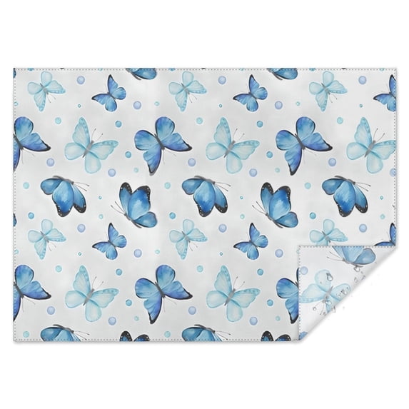 Blue Butterfly Pattern Rectangle Tablecloth 60"x84",Waterproof Polyester Rectangle Table Cloth, Wipeable Spillproof Polyester Tablecloth for Dining, Camping, Indoor and Outdoor