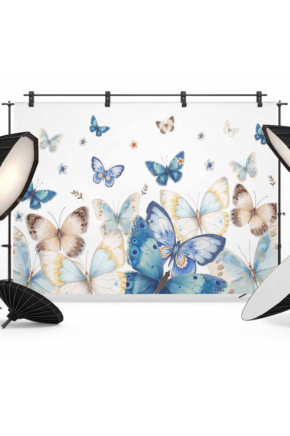 Blue Butterfly Photography Backdrop 7x5FT, Farmhouse Floral Photo Backdrops, Background for Photography Studio Photo Studio Background, Back Drop for Photoshoot