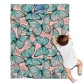 thumbnail image 1 of Blue Butterfly Pink Background Pattern Blanket,Comfortable Soft Flannel Throw Blanket,All Season,Warm Lightweight Blankets for Sofa Bed Couch Living Room Chair,30"x40", 1 of 4