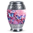 thumbnail image 1 of Blue Butterfly On A Pink Meadow - Cremation Container - Funeral s For Adult - 10 Inch - Large - Cremation Memorial - Human Cremation Urns - Large Urns For Human Ashes - Urn For Ashes For Men, 1 of 5
