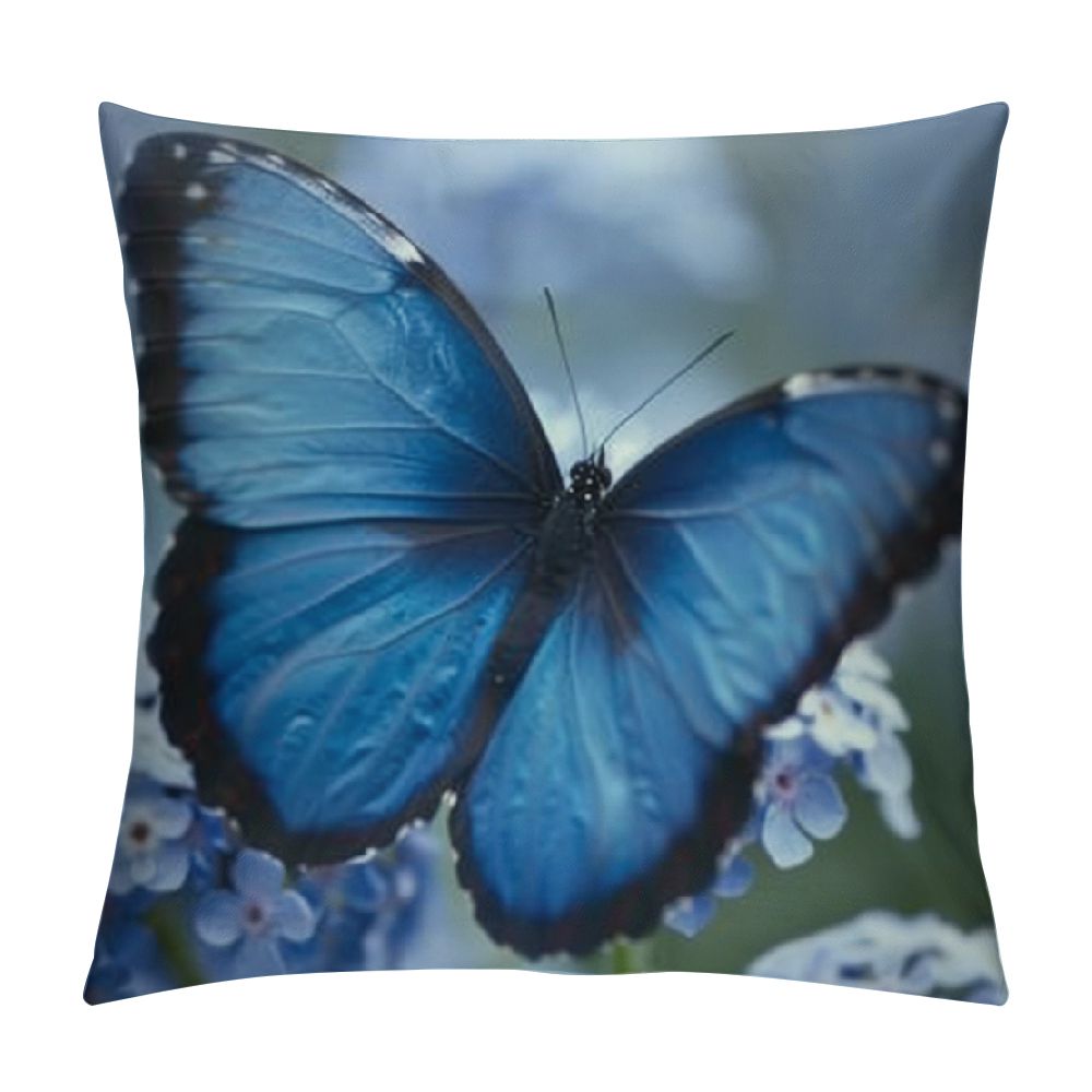 Blue Butterfly Print Cushion Cover Throw Pillow Case Outdoor Sofa Couch