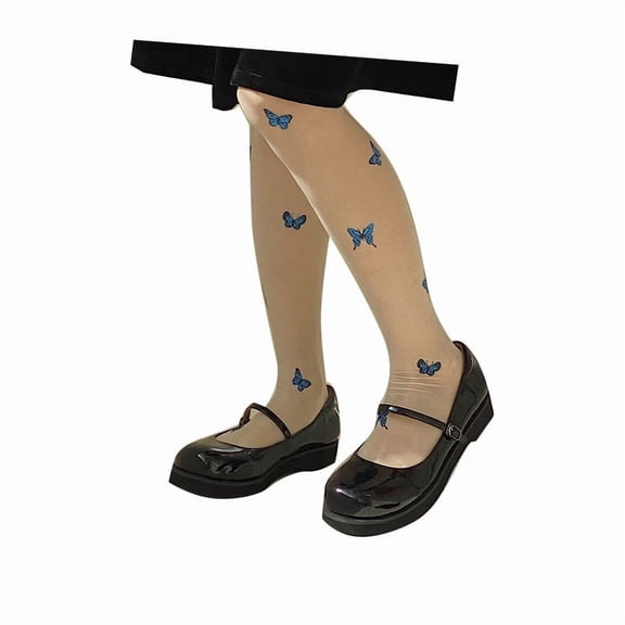 Blue Butterfly Printed Snag-proof Stockings Spring And Summer Pantyhose 1773656642701875