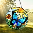 thumbnail image 1 of Blue Butterfly STAINED GLASS Suncatcher Decor Morpho Butterfly Suncatcher Moth Lover Window Hanging Butterfly Gift For Mom Window Hanging, 1 of 5