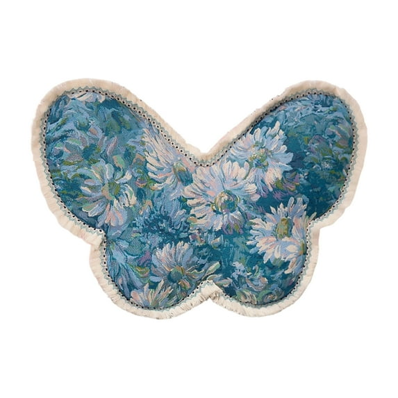 Blue Butterfly Shaped Sofa Pillow, Lumbar Support Cushion for Back Comfort, Decorative Home Throw Pillow